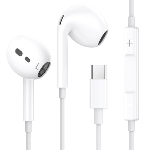 Kopfhörer mit Kabel USBC, USB C Kopfhörer für Samsung, In Ear Ohrhörer HiFi Stereo mit Mikrofon Kabelkopfhörer Kompatibel für Samsung S24 S23 S22 S21 S20 Ultra Plus S24+ A53 A55/iPhone 15 16 Pro Max von KAXIFEI