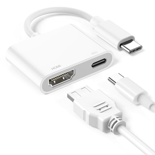 USB C auf HDMI, 100W USBC HDMI Adapter 2-in-1 Hub für iPhone 16/15 Pro Max/iPad, Samsung Galaxy S24 S23 S22 S21 S20 Plus Ultra/Tablet/Laptop/TV/Monitor/Projektor 4K Video und Audio Digital AV Adapter von KAXIFEI