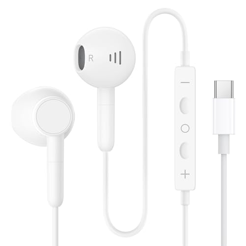 USBC Kopfhörer für Samsung, Kabelgebundene Ohrhörer USB C, In Ear Phones Hi-Fi Stereo Earbuds mit Mikrofon Kompatibel für Samsung Galaxy S25/S24/S23/S22/S20 Ultra Plus C55 A71, iPhone 16/15 Pro Max von KAXIFEI
