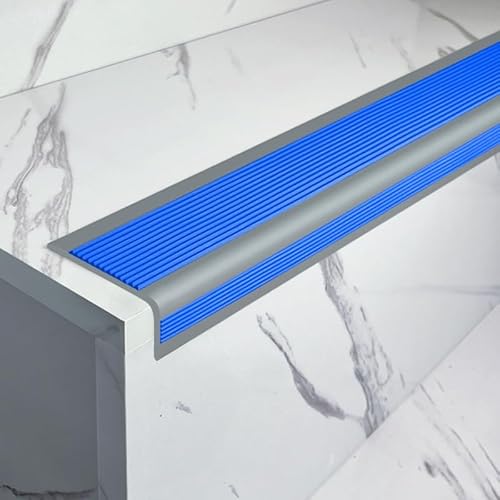 L-förmige PVC Treppenkantenprofil, Selbstklebend Winkelprofil, Flexible Gummi Rutschfeste Treppenkante, Vinyl-Kantenstreifen Für Den Innen- Und Außenbereich(Blauw,5x2.5x100cm) von KAXLDHH
