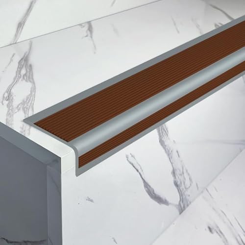 L-förmige PVC Treppenkantenprofil, Selbstklebend Winkelprofil, Flexible Gummi Rutschfeste Treppenkante, Vinyl-Kantenstreifen Für Den Innen- Und Außenbereich(Brown,5x2.5x100cm) von KAXLDHH