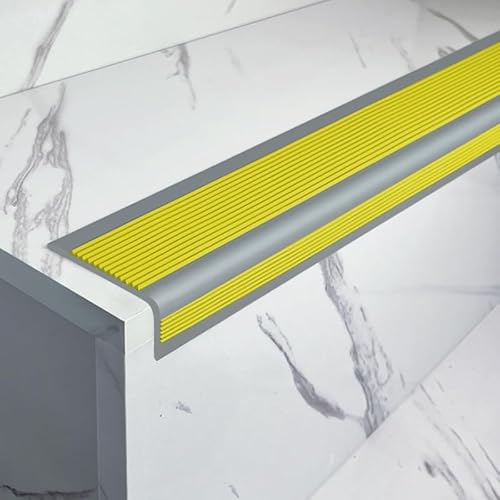 L-förmige PVC Treppenkantenprofil, Selbstklebend Winkelprofil, Flexible Gummi Rutschfeste Treppenkante, Vinyl-Kantenstreifen Für Den Innen- Und Außenbereich(Giallo,6x3x100cm) von KAXLDHH