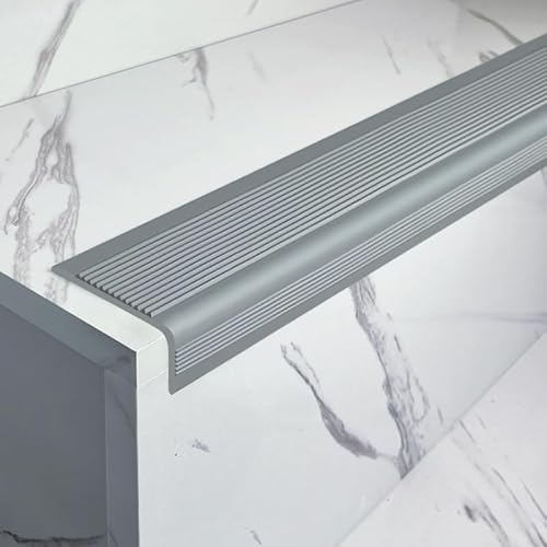 L-förmige PVC Treppenkantenprofil, Selbstklebend Winkelprofil, Flexible Gummi Rutschfeste Treppenkante, Vinyl-Kantenstreifen Für Den Innen- Und Außenbereich(Gray,5x2.5x200cm) von KAXLDHH