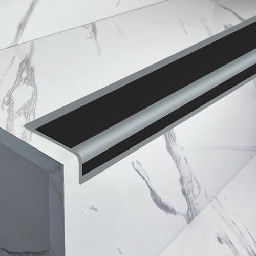L-förmige PVC Treppenkantenprofil, Selbstklebend Winkelprofil, Flexible Gummi Rutschfeste Treppenkante, Vinyl-Kantenstreifen Für Den Innen- Und Außenbereich(Nero,5x2.5x200cm) von KAXLDHH