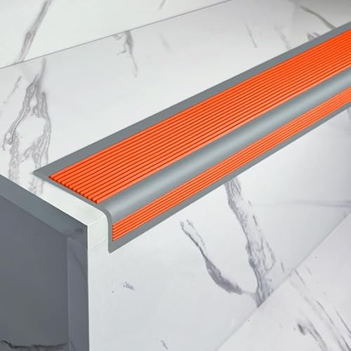 L-förmige PVC Treppenkantenprofil, Selbstklebend Winkelprofil, Flexible Gummi Rutschfeste Treppenkante, Vinyl-Kantenstreifen Für Den Innen- Und Außenbereich(Orange,6x3x200cm) von KAXLDHH