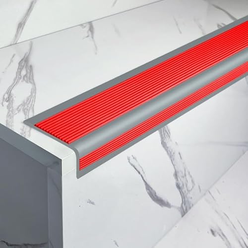 L-förmige PVC Treppenkantenprofil, Selbstklebend Winkelprofil, Flexible Gummi Rutschfeste Treppenkante, Vinyl-Kantenstreifen Für Den Innen- Und Außenbereich(Rosso,10x4x100cm) von KAXLDHH