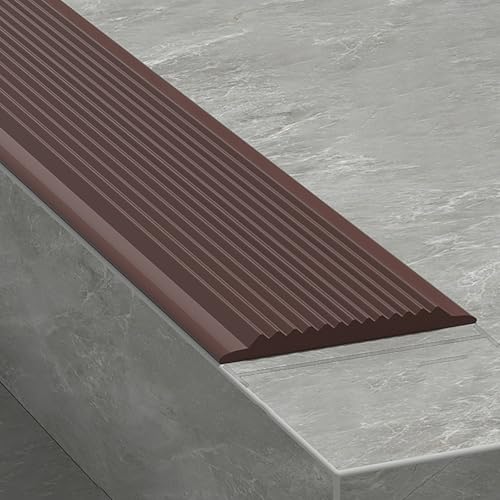 Rutschfester Winkelprofil, Flexible Gummi-Treppenkantenprofil, Selbstklebend Rutschfeste Treppenkante, Vinyl-Kantenstreifen Für Den Innen- Und Außenbereich(Brown,6x200cm) von KAXLDHH