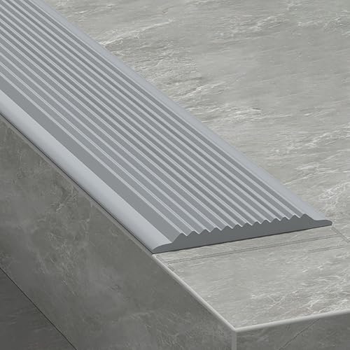 Rutschfester Winkelprofil, Flexible Gummi-Treppenkantenprofil, Selbstklebend Rutschfeste Treppenkante, Vinyl-Kantenstreifen Für Den Innen- Und Außenbereich(Gray,4x200cm) von KAXLDHH