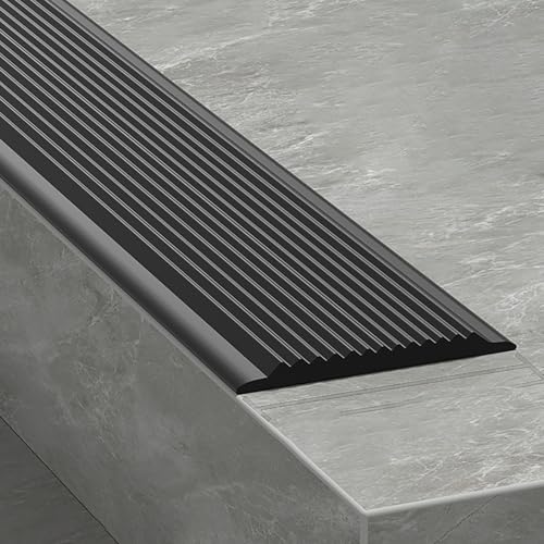 Rutschfester Winkelprofil, Flexible Gummi-Treppenkantenprofil, Selbstklebend Rutschfeste Treppenkante, Vinyl-Kantenstreifen Für Den Innen- Und Außenbereich(Nero,4x200cm) von KAXLDHH