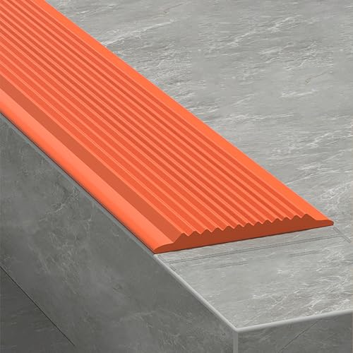 Rutschfester Winkelprofil, Flexible Gummi-Treppenkantenprofil, Selbstklebend Rutschfeste Treppenkante, Vinyl-Kantenstreifen Für Den Innen- Und Außenbereich(Orange,4x100cm) von KAXLDHH