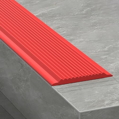 Rutschfester Winkelprofil, Flexible Gummi-Treppenkantenprofil, Selbstklebend Rutschfeste Treppenkante, Vinyl-Kantenstreifen Für Den Innen- Und Außenbereich(Rosso,4x100cm) von KAXLDHH