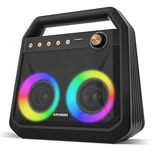 KAYINOW Bluetooth Lautsprecher mit 5 RGB Lichts, 40w 108dB Musikbox Tragbarer Bluetooth Box, Dualen Bass-Treibern, 24h Lithium-Polymer Akku, Freisprechfunktion für Phone, Draußen KAYINOW Bluetooth Lautsprecher mit 5 RGB Lichts, 40w 108dB Musikbox Tragbarer Bluetooth Box, Dualen Bass-Treibern, 24h Lithium-Polymer Akku, Freisprechfunktion für Phone, Draußen von KAYINOW