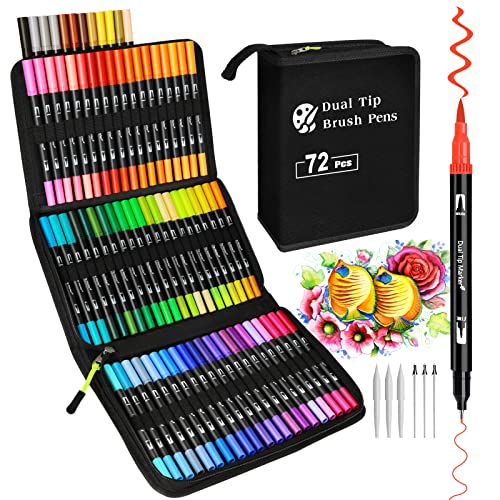 KAZATE Dual Brush Pen Set 72 Farben Filzstifte Set Dicke und Dünne Stifte Set für Erwachsene und Kinder Doppelfasermaler Pinselstifte für Handlettering Kalligraphie Malen Mandala KAZATE Dual Brush Pen Set 72 Farben Filzstifte Set Dicke und Dünne Stifte Set für Erwachsene und Kinder Doppelfasermaler Pinselstifte für Handlettering Kalligraphie Malen Mandala von KAZATE