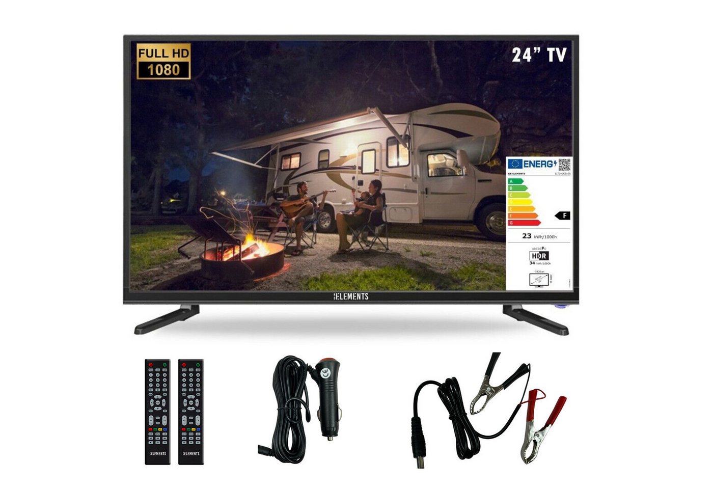 KB Elements ELT24DE910B LED-Fernseher (60,00 cm/24 Zoll, Full HD, 12/220 Volt, Hotelmodus, Triple Tuner) von KB Elements