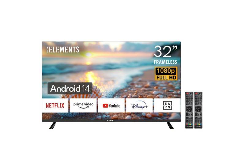 KB Elements ELT32DE14S LED-Fernseher (81 cm/32 Zoll, Full HD, Smart-TV, Android 14, 2 x Fernbedienungen) von KB Elements