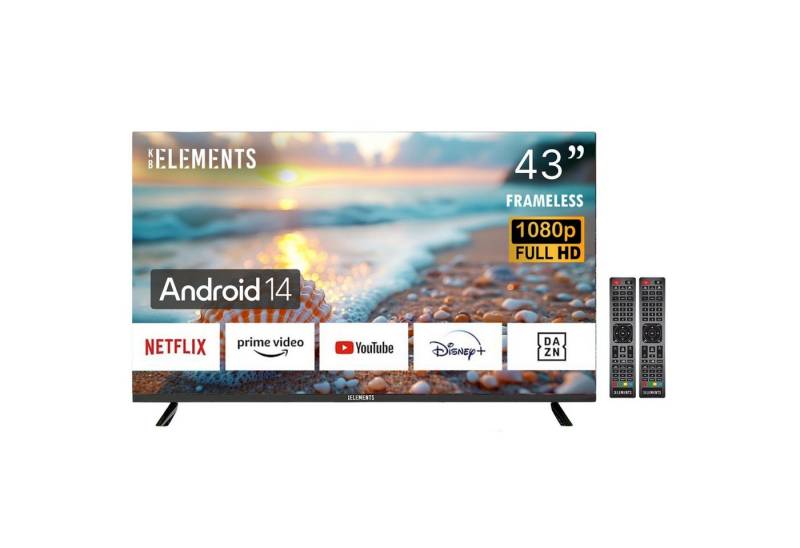 KB Elements ELT43DE14S LED-Fernseher (109 cm/43 Zoll, Full HD, Smart-TV, Android 14, 2 x Fernbedienungen) von KB Elements