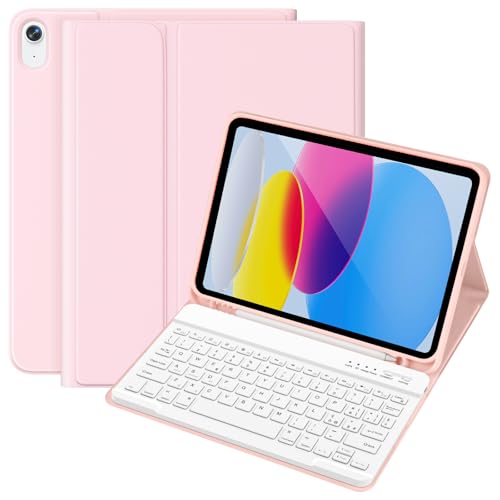 KBCASE Schutzhülle mit Tastatur für iPad 10 Generation 2022 10,9 Zoll, Schutzhülle mit Bluetooth, kabellos, abnehmbare Tastatur, italienische QWERTY Tastatur für iPad A2696/A2757/A von KBCASE