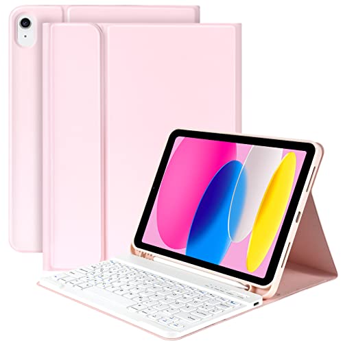 KBCASE iPad 10 Generation Hülle mit Tastatur Slim Tastatur Hülle für iPad 10. Gen 2022 10,9 Magnetisch Abnehmbare Bluetooth Tastatur mit Deutscher QWERTZ Layout für iPad A2696/A2757/A2777 von KBCASE