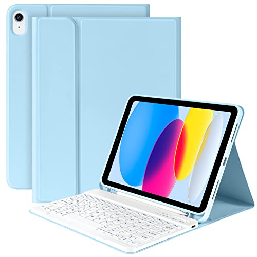 KBCASE iPad 10 Generation Hülle mit Tastatur Slim Tastatur Hülle für iPad 10. Gen 2022 10,9 Magnetisch Abnehmbare Bluetooth Tastatur mit Deutscher QWERTZ Layout für iPad A2696/A2757/A2777 von KBCASE