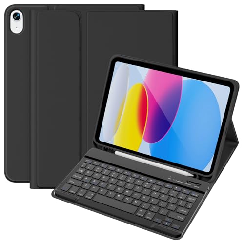 KBCASE Schutzhülle für iPad 10. Generation mit Tastatur (27,7 cm (11 Zoll), 2022), Tastaturhülle für iPad der 10. Generation (A2757/A2777/A2696), abnehmbare Buletooth-Tastatur mit Stifthalter, von KBCASE