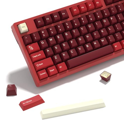 KBDiy Jamon PBT Double Shot Tastenkappen-Set, 176 Tasten, Rot, benutzerdefinierte Tastenkappen, 70 Prozent Cherry Profil-Tastenkappen für 61/64/68/84/87/100/104/108 mechanische Tastatur von KBDiy