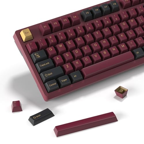 KBDiy PBT Double Shot Custom Keycap-Set, Tastenkappen, 60 %, 176 Tasten, rote Samurai-Tastenkappen, Kirschprofil-Tastenkappen für GK61/64/68/84/87/100/104/108 mechanische Tastatur von KBDiy