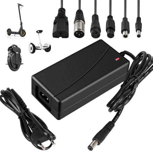 KBIBCK Ladegeräte Für Scooter, 42V 2A AC E Scooter Ladekabel, E Scooter Ladegerät mit 6 Anschlüssen, Hoverboard Ladekabel, Elektrofahrräder, Xiao-mi Scooter, Elektroroller (EU) von KBIBCK