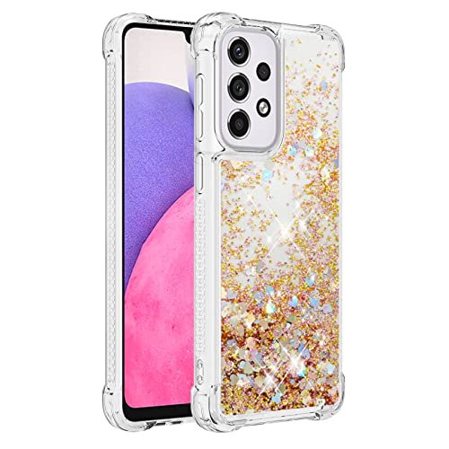 KBIKO-zxl Handyhülle Samsung Galaxy A33 5G Glitzer, Hülle Galaxy A33 5G, Flüssig Treibsand Mädchen Frauen Glitter Quicksand Weich TPU Bumper Silikon Schutzhülle für Galaxy A33 5G.Gold YBL von KBIKO-zxl