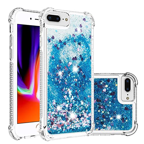 KBIKO-zxl Hülle Kompatibel mit iPhone 8 Plus Schutzhülle mit Flüssig Glitzer, Handyhülle mit Glitter Flüssigkeit, TPU Silikon Flexibel Schutzhülle für iPhone 6 Plus / 7 Plus.Blue YBL von KBIKO-zxl