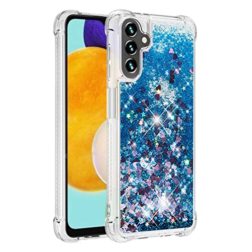 KBIKO-zxl Hülle kompatibel mit Samsung Galaxy A13 5G Schutzhülle mit Flüssig Glitzer, Handyhülle Back Cover mit Flüssigkeit, TPU Silikon Transparent Schutzhülle für Galaxy A13 5G.Blue YBL von KBIKO-zxl