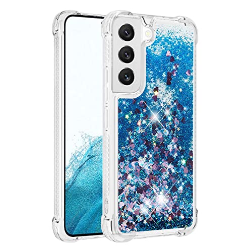 KBIKO-zxl Hülle kompatibel mit Samsung Galaxy S22+ Schutzhülle mit Flüssig Glitzer, Handyhülle Back Cover mit Flüssigkeit, TPU Silikon Transparent Schutzhülle für Galaxy S22 Plus.Blue YBL von KBIKO-zxl