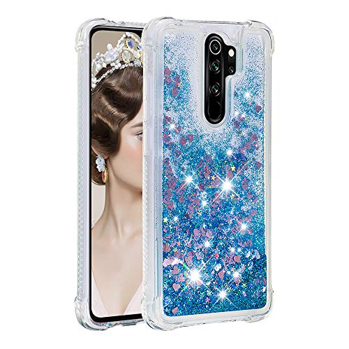 KBIKO-zxl Hülle kompatibel mit Xiaomi Redmi Note 8 Pro Schutzhülle mit Flüssig Glitzer, Handyhülle Back Cover mit Glitter Flüssigkeit, TPU Silikon Schutzhülle für Redmi Note 8 Pro.Blue YBL von KBIKO-zxl