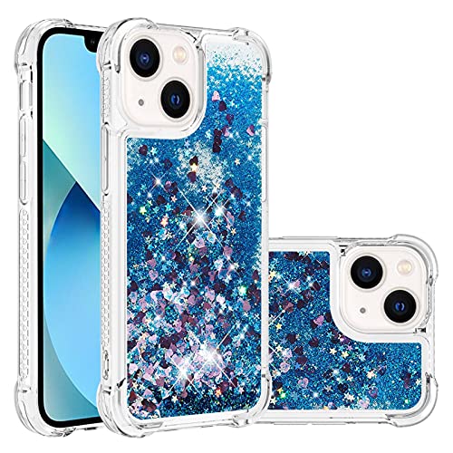 KBIKO-zxl Hülle kompatibel mit iPhone 13 Mini Schutzhülle mit Flüssig Glitzer, Handyhülle Back Cover mit Glitter Flüssigkeit, TPU Silikon Clear Schutzhülle für iPhone 13 Mini 5.4".Blue YBL von CHICHL
