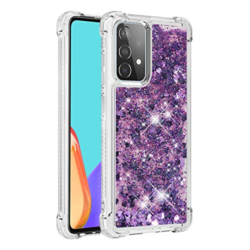 KBIKO-zxl Kompatibel mit Hülle Samsung Galaxy A52 4G Glitzer Handyhülle, Glitter Flüssig Treibsand Case Weich Silikon TPU Bumper Schutzhülle Mädchen Frauen Hülle für Galaxy A52 5G.Purple YBL von KBIKO-zxl