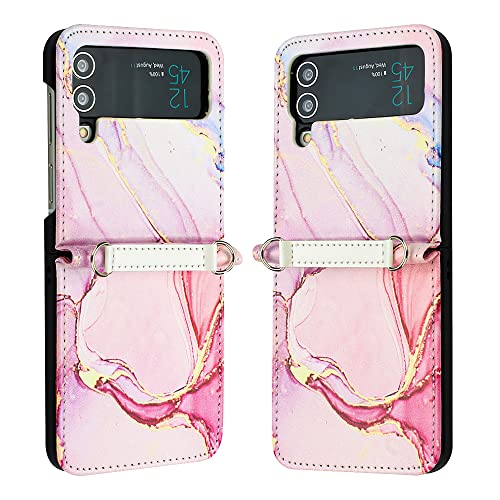 KBIKO-zxl Kompatibel mit Hülle Samsung Galaxy Z Flip 3 Hochwertige Ledertasche mit Abnehmbare Handyhülle Kartenfach Magnetverschluss Schutzhülle für Samsung Galaxy Z Flip 3.Rose Gold YBP von KBIKO-zxl