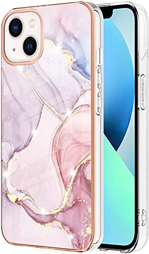 KBIKO-zxl Kompatibel mit Hüllen für iPhone 14, Ultra Dünn Handyhülle Glitzer Marmor Muster Mädchen Frau TPU Stoßfestes Case Cover für iPhone 14 / iPhone 13.Rose Gold YBD von KBIKO-zxl