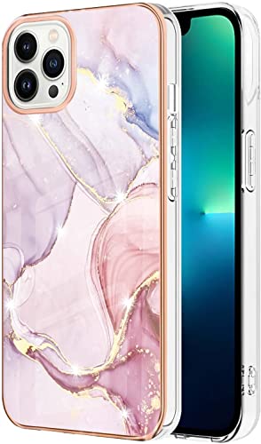 KBIKO-zxl Kompatibel mit Hüllen für iPhone 14 Pro Max, Ultra Dünn Handyhülle Glitzer Marmor Muster Mädchen Frau TPU Stoßfestes Case Cover für iPhone 14 Pro Max.Rose Gold YBD von KBIKO-zxl