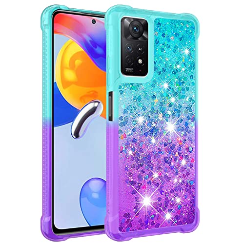 KBIKO-zxl Kompatibel mit Redmi Note 11 Pro 4G Glitzer Handyhülle, Glitter Hülle Leicht Treibsand Case TPU Bumper Schutzhülle Mädchen Frauen Hülle für Redmi Note 11 Pro 5G.Blue Purple YBJ von KBIKO-zxl