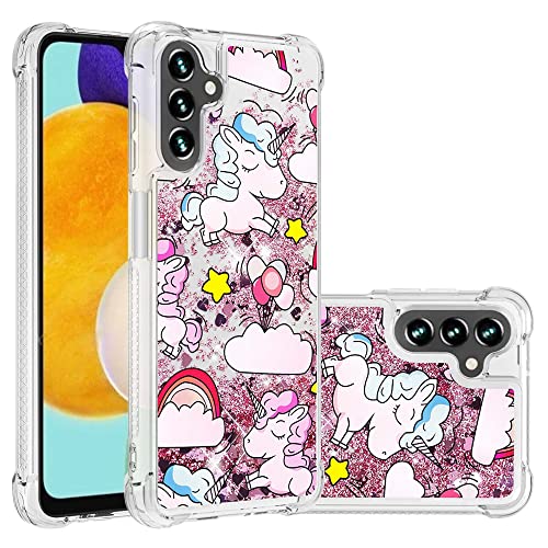 KBIKO-zxl Kompatibel mit Samsung Galaxy A04S Glitzer Hülle, Mädchen Glitzern Handyhülle, Paillette Flüssigkeit Flexibel Silikon Schutzhülle für Samsung Galaxy A04S Einhorn YB von KBIKO-zxl