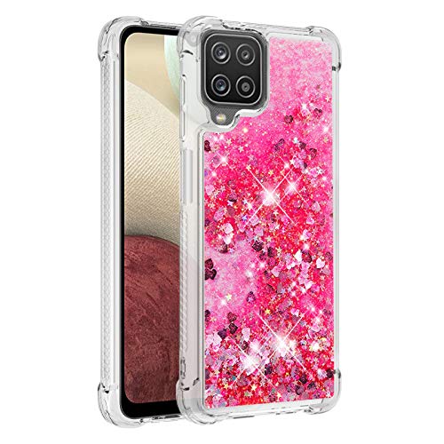 KBIKO-zxl Kompatibel mit Samsung Galaxy A12 Glitzer Flüssig Hülle, Handyhüllen Flüssigkeit Wasserfall Farbverlauf Sternen Transparent Silikon Bumper Schutzhülle für Galaxy A12.Pink YBL von KBIKO-zxl