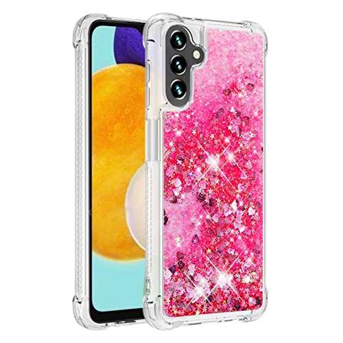 KBIKO-zxl Kompatibel mit Samsung Galaxy A13 5G Glitzer Flüssig Hülle, Handyhüllen Flüssigkeit Farbverlauf Sternen Süß Transparent Silikon Bumper Schutzhülle für Galaxy A13 5G.Pink YBL von KBIKO-zxl