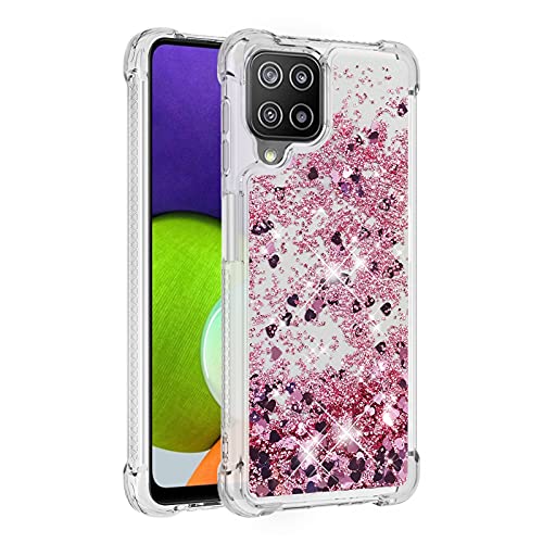 KBIKO-zxl Kompatibel mit Samsung Galaxy A22 4G Glitzer Hülle,Mädchen Glitzern Handyhülle,Paillette Flüssigkeit Clear Silikon Schutzhülle für Samsung Galaxy A22 4G / M32.Rose Gold YBL von KBIKO-zxl