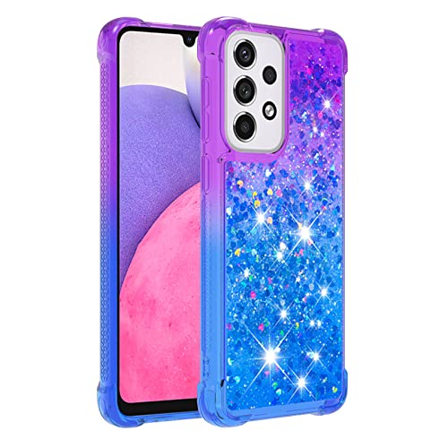 KBIKO-zxl Kompatibel mit Samsung Galaxy A33 5G Glitzer Leicht Hülle, Handyhülle Flexibel TPU Silikon Cover Erhöhte Kanten Flüssigkeit Treibsand Schutzhülle für Galaxy A33 5G.Purple Blue YBJ von KBIKO-zxl