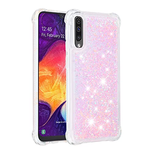 KBIKO-zxl Kompatibel mit Samsung Galaxy A50 Glitzer Hülle,Mädchen Glitzern Handyhülle,Paillette Flüssigkeit Clear Silikon Schutzhülle für Galaxy A50 / A30S / A50S.Silver Pink YBL von KBIKO-zxl