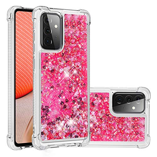 KBIKO-zxl Kompatibel mit Samsung Galaxy A72 5G Glitzer Flüssig Hülle, Handyhüllen Flüssigkeit Farbverlauf Sternen Hochleistungsschutz Silikon Bumper Schutzhülle für Galaxy A72 4G.Pink YBL von KBIKO-zxl