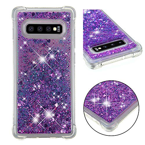 KBIKO-zxl Kompatibel mit Samsung Galaxy S10+ Glitzer Handyhülle, Glitter Hülle Leicht Flüssig Treibsand Case TPU Bumper Schutzhülle Mädchen Frauen Hülle für Galaxy S10 Plus.Purple YBL von KBIKO-zxl