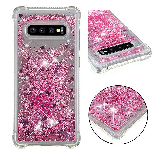 KBIKO-zxl Kompatibel mit Samsung Galaxy S10+ Glitzer Hülle, Mädchen Glitzern Handyhülle, Leicht Flüssigkeit Clear Cover rutschfest Silikon Schutzhülle für Galaxy S10 Plus.Rose Gold YBL von KBIKO-zxl