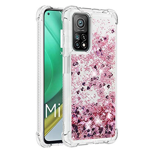 KBIKO-zxl Kompatibel mit Xiaomi Mi 10T Pro Glitzer Hülle,Mädchen Glitzern Handyhülle,Paillette Flüssigkeit Clear Silikon Schutzhülle für Xiaomi Mi 10T / 10T Pro.Rose Gold YBL von KBIKO-zxl