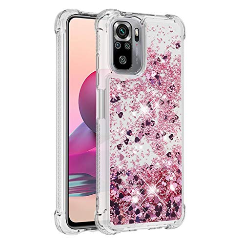 KBIKO-zxl Kompatibel mit Xiaomi Redmi Note 10 4G Glitzer Hülle,Mädchen Glitzern Handyhülle,Paillette Flüssigkeit Clear Silikon Schutzhülle für Redmi Note 10 4G / Note 10S.Rose Gold YBL von Fowok