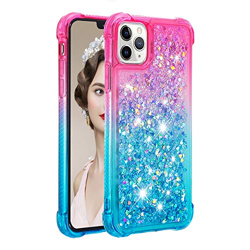 KBIKO-zxl Kompatibel mit iPhone 11 Pro Glitzer Hülle, Mädchen Glitzern Handyhülle, Leicht Flüssigkeit Clear Back Cover rutschfest Silikon Schutzhülle für iPhone 11 Pro.Pink Blue YBJ von KBIKO-zxl